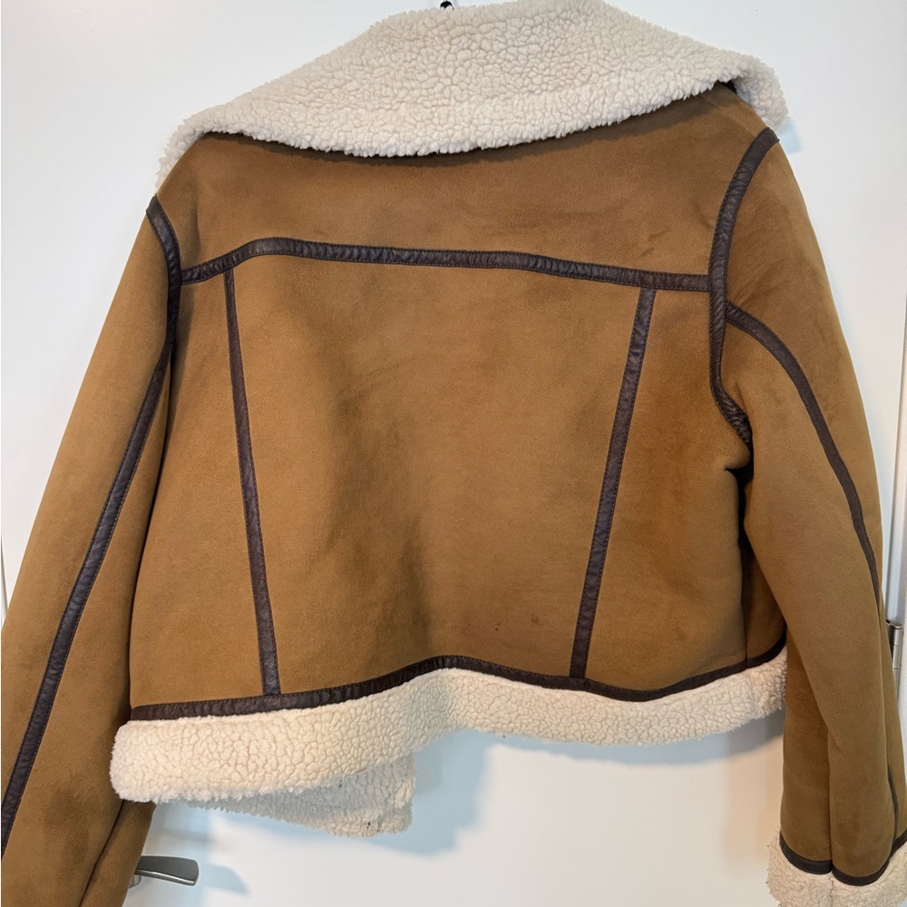 Zara Brown Shearling Fleece Jacket - Picture 2 of 8